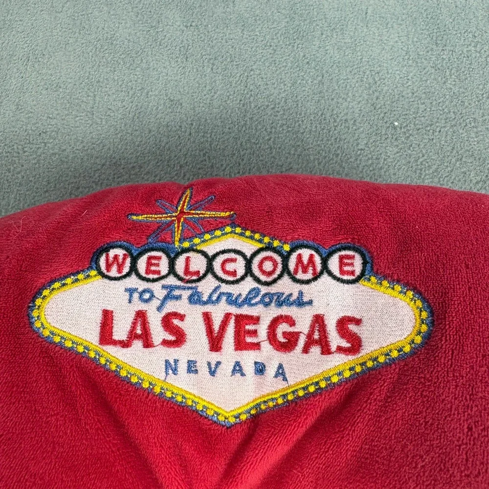 KosKash Las Vegas Nevada Souvenir Travel Neck Pillow Red Snap Closure Plush